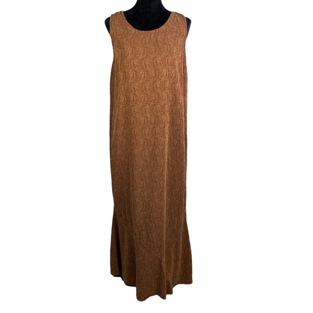 tianello paisley printed maxi tank dress in copper women’s size medium